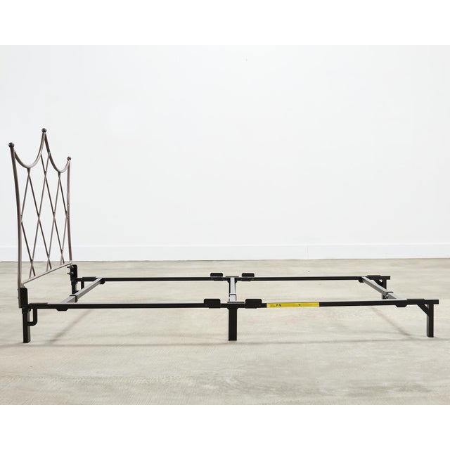 Pair of French Neoclassical Iron Lattice Twin Bed Frames For Sale In Sacramento - Image 6 of 18