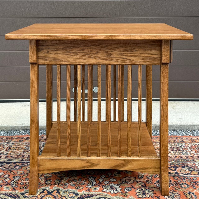 Wood Vintage Country Classics Collection Amish Made Mission Oak 1 Drawer Side Table For Sale - Image 7 of 12