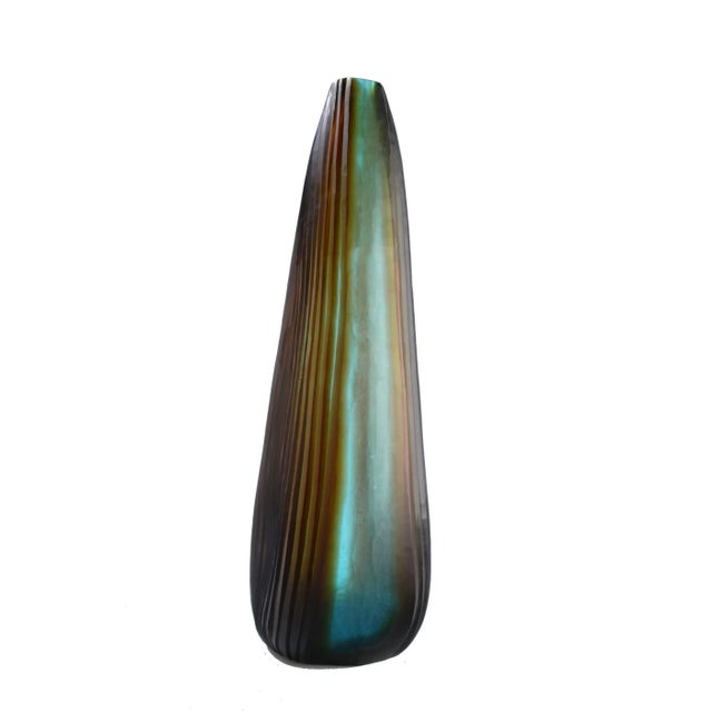1980s Oggetti Tall Striped Vase, Signed For Sale In Miami - Image 6 of 10