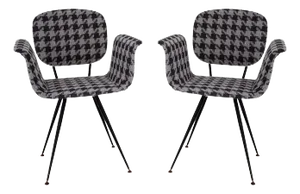 Set of Mid-Century Armchair in Houndstooth Fabric, Italy, 1950s