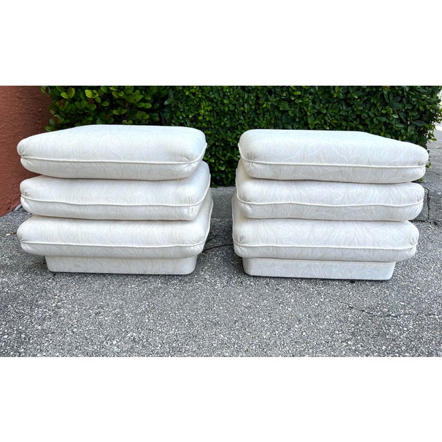 Vintage Stacked Pair of Pillow Ottomans on Castors Chairish