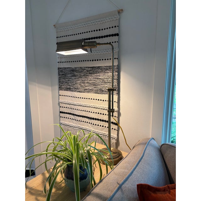 Metal Vintage Adjustable Brass Pharmacy Floor Lamp With Patinated Finish For Sale - Image 7 of 12
