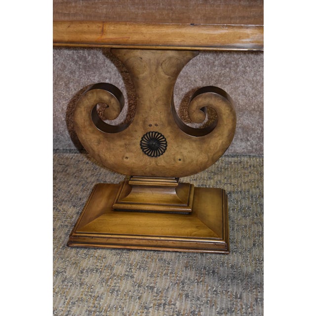 1950s Weiman Burl Wood Side Table Kameo Neo Classic Inlaid Pedestal End Stand For Sale - Image 5 of 12