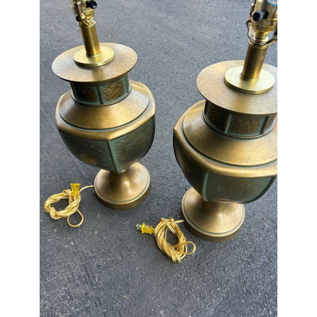 Mid 20th Century Hammered Metal Lamps - a Pair For Sale - Image 4 of 9