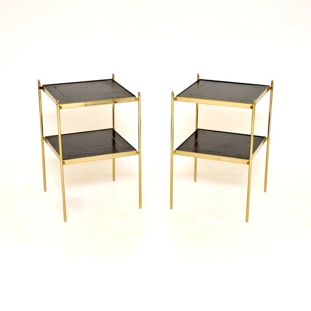 Vintage Brass and Leather Side Tables, 1960s, Set of 2 For Sale - Image 10 of 10