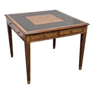 Scarborough House Leather Top Crotch Mahogany Game Table For Sale