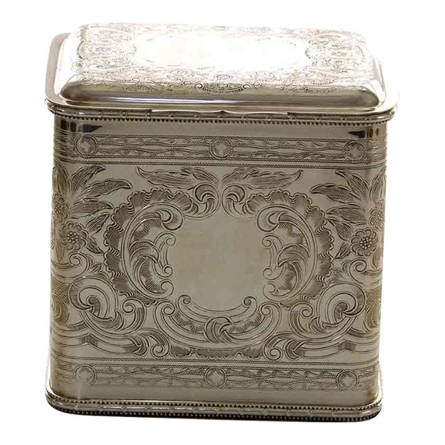 1970s Silver Oblong Biscuit Box Embossed For Sale