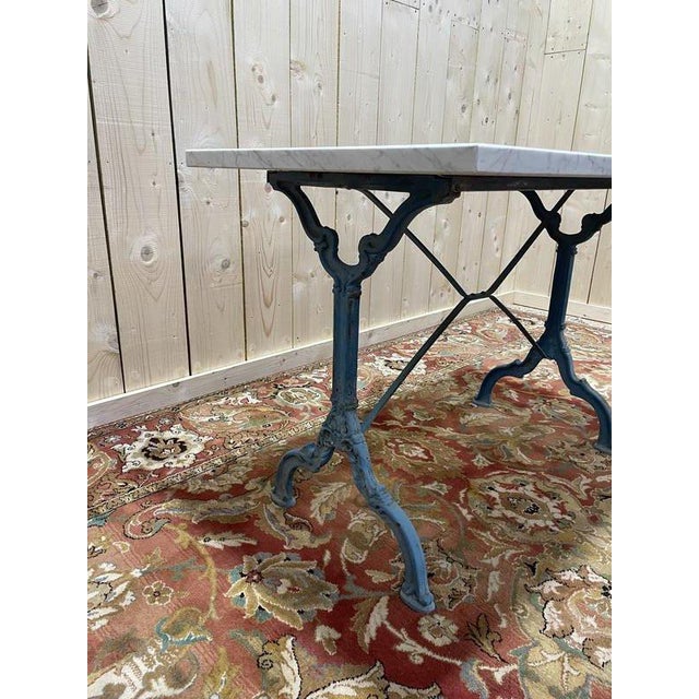 Stone Bistro Table in Marble and Cast Iron For Sale - Image 7 of 8