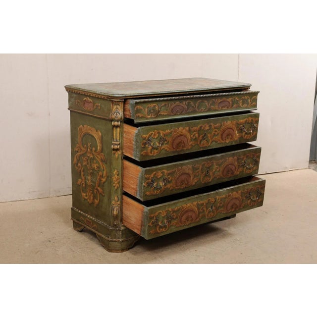 Wood 19th Century European Green Chest of Drawers For Sale - Image 7 of 12