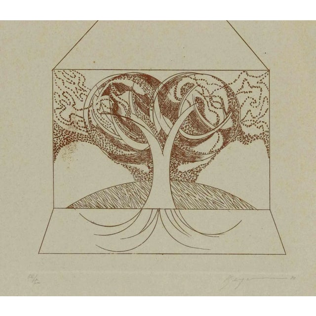 Danilo Bergamo, Tree of Life, Etching on Cardboard, 1983 For Sale - Image 3 of 4