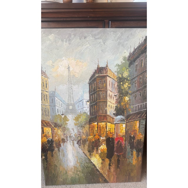 Vintage Paintings Paris Street Scene 2pc For Sale - Image 11 of 18
