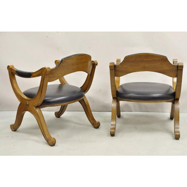 Drexel Mid 20th Century Vintage Drexel Esperanto Mid Century Spanish Style Curule Game Chairs - Set of 6 For Sale - Image 4 of 11