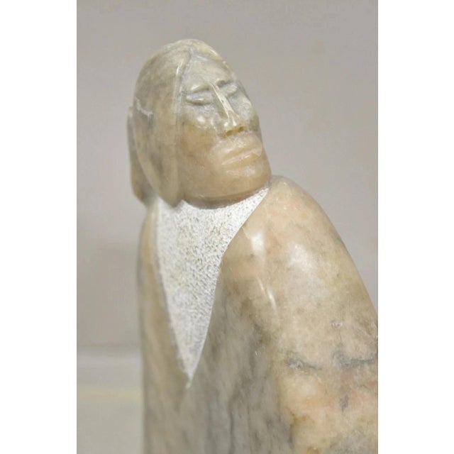 Late 20th Century Late 20th Century Ned Archuleta Native American Figural Woman Carved Alabaster Figure Sculpture For Sale - Image 5 of 11
