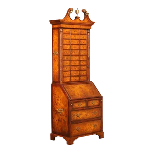 Early 21st Century Theodore Alexander Chippendale Style Burl Wood Inlaid Secretary Desk