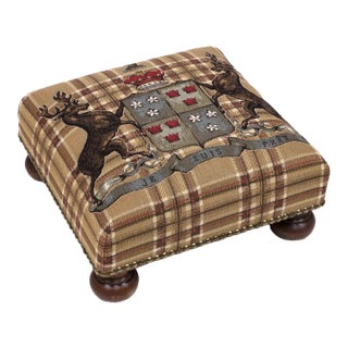 00 Highland Heritage Beige Tapestry Footstool For Sale