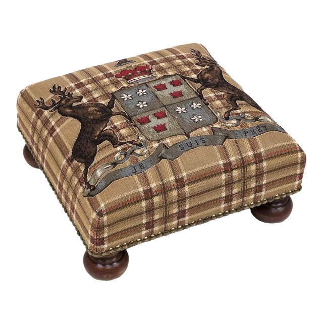 00 Highland Heritage Beige Tapestry Footstool For Sale