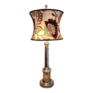 Ralph Lauren Silvered Brass Table Lamp & Shade For Sale