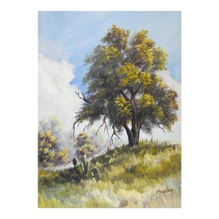 Small Impressionist Trees and Cactus Landscape Painting For Sale