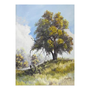 Small Impressionist Trees and Cactus Landscape Painting