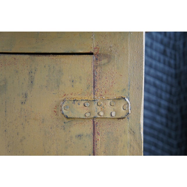 Mid 20th Century Mid 20th Century Primitive Low Profile Country Pine Linen Storage Jelly Cabinet Cupboard 46" For Sale - Image 5 of 10