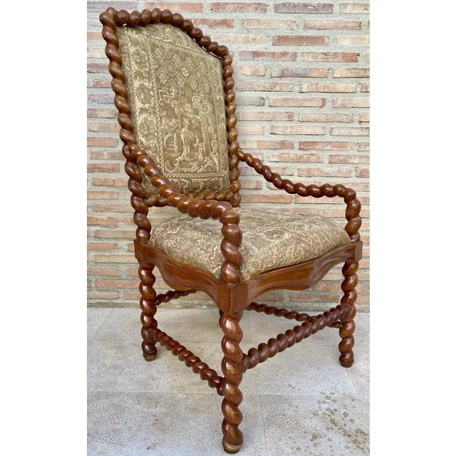 Antique Louis XIV Style Hand-Carved Armchair in Walnut and Cherry, 1890s For Sale - Image 10 of 11