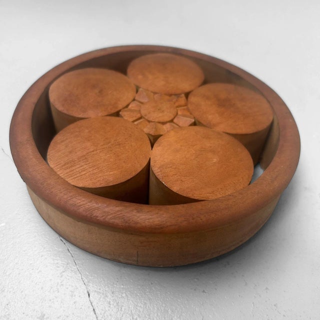 Mid-Century Modern Japanese Wooden Plum Blossom Ornaments, 1920s, Set of 9 For Sale - Image 3 of 17