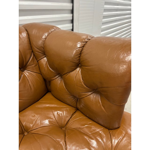 Traditional Rare Iconic Vintage Cocheo Brothers Chesterfield Tufted Leather Loveseat Sofa For Sale - Image 3 of 12