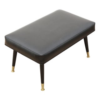Mid-Century Black Vinyl Stool, 1950s For Sale