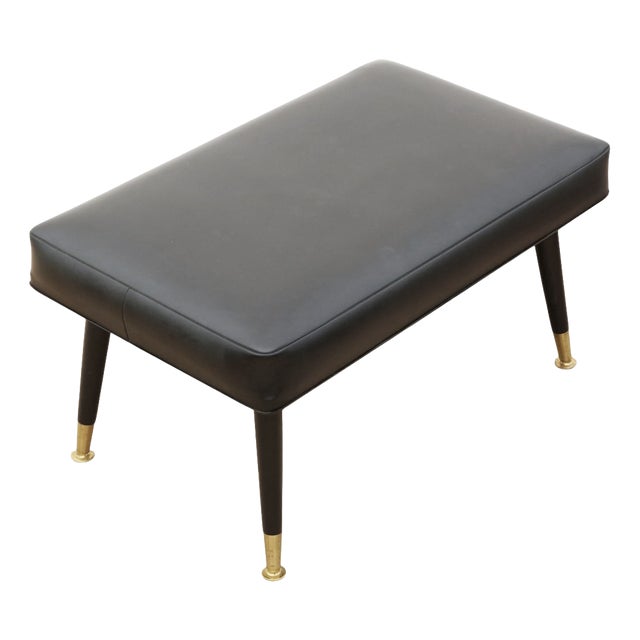 Mid-Century Black Vinyl Stool, 1950s For Sale