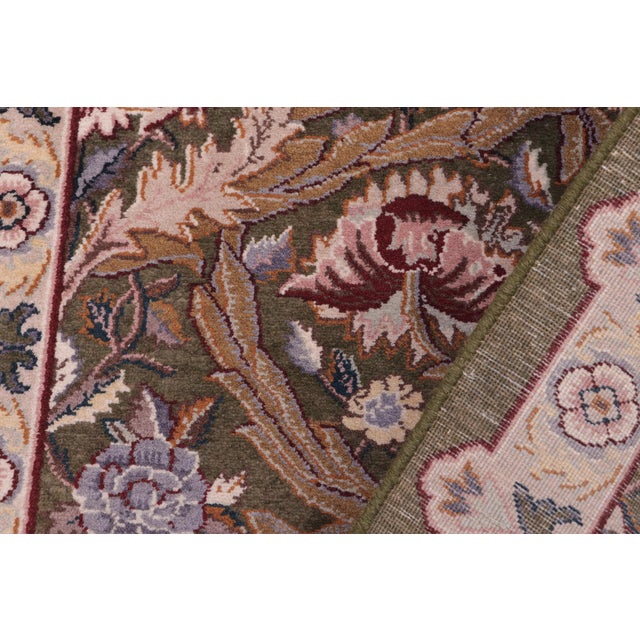 Textile Shabby Chic 1990's Pak-Persian Green/Beige Wool Rug - 2'0'' X 4'2'' For Sale - Image 7 of 9