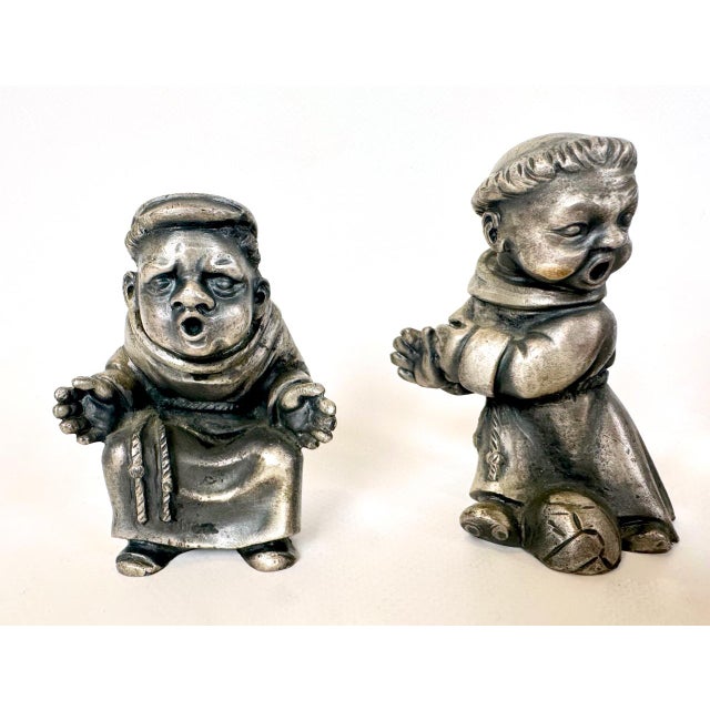 Metal Vintage Italian Pewter Monk Football Team from Peltro, 1970s, Set of 4 For Sale - Image 7 of 8