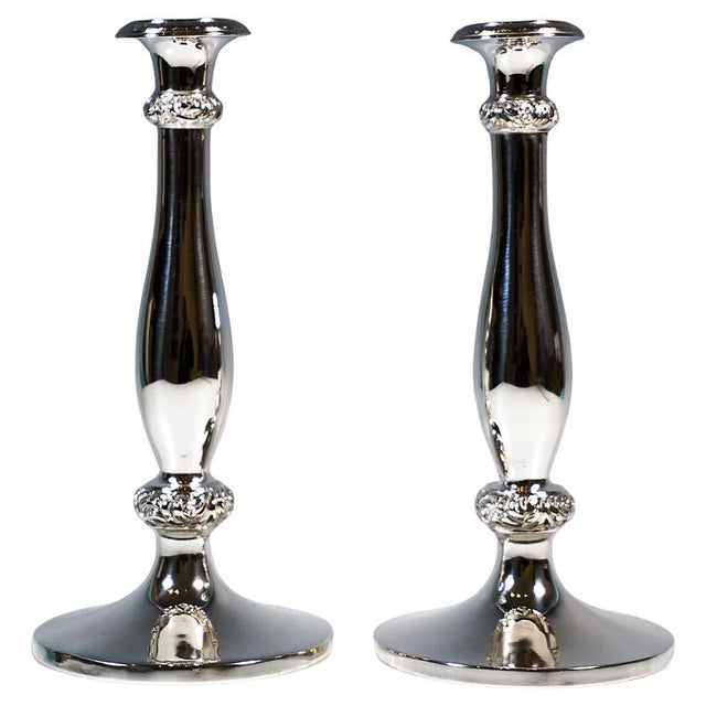 Metal Antique Vienna Silver Biedermeier Candleholders from Christian Sander, 1839, Set of 2 For Sale - Image 7 of 7