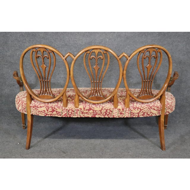Adams Painted Decorated Triple Oval Back Settee Circa 1910 For Sale - Image 9 of 12