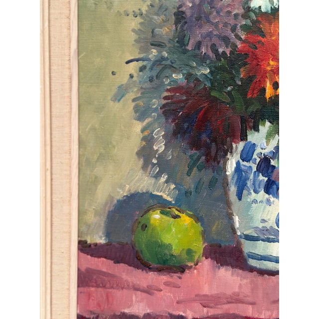 Eric Lundgren, Asters in Ceramic Vase, 1950s, Oil on Canvas, Framed For Sale - Image 7 of 18