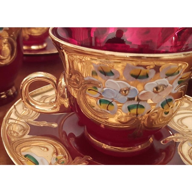 Murano Glass Tre Fuochi 24 K Gold Coffee Set, 1965, Set of 15 For Sale - Image 17 of 18