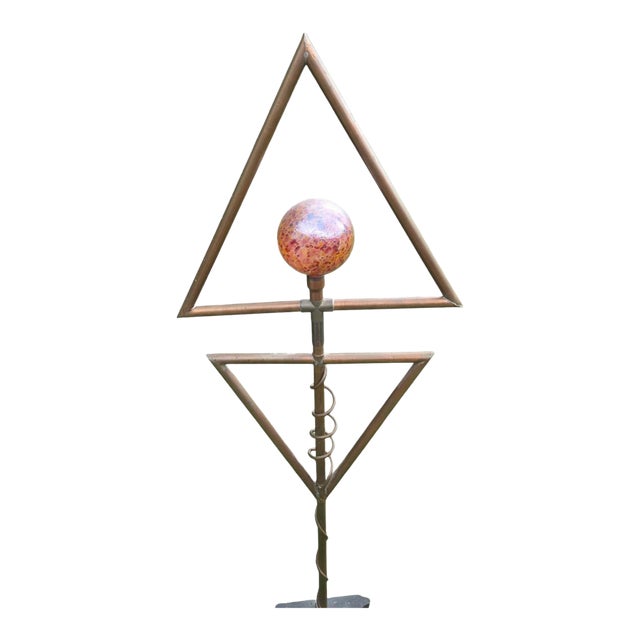 Vintage Post-Modern Abstract Copper Orb Garden Sprinkle Sculpture Modernism For Sale