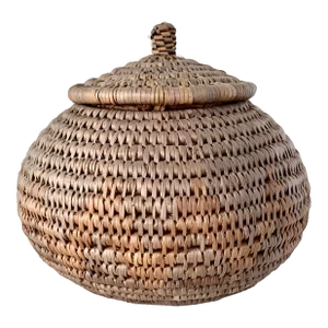 Vintage Mid-20th Century African Zulu Ukhamba Hand Woven Polychrome Coiled Basket With Lid