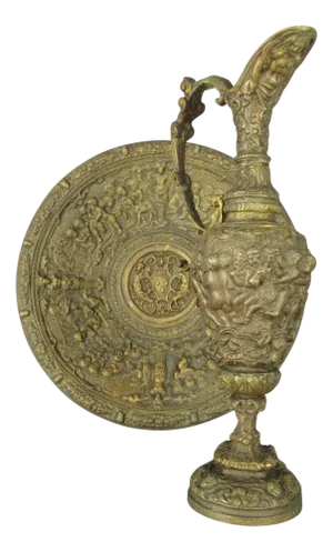 Ancient Amphora with Bronze Plate with Colleoni Coat of Arms, 1920s