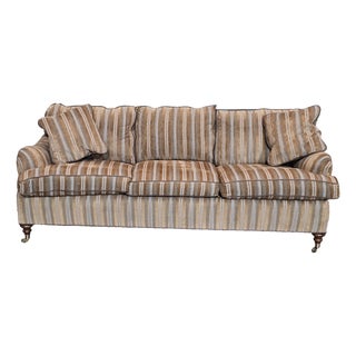 Late 20th Century Stickley Three Cushion Down Filled Sofa Front Casters For Sale