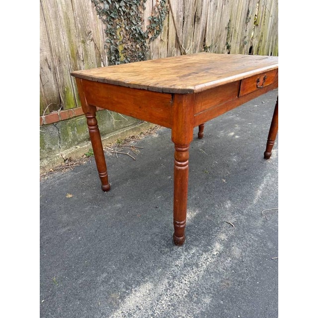 19th Century Antique Early American Primetive Style 1 Drawer Table For Sale - Image 5 of 17