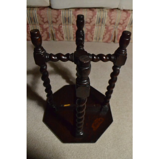 Antique Octagon Sofa Table Carved Dark Oak Barley Twist Louis XIII Jacobean John A. Colby & Sons For Sale - Image 11 of 11