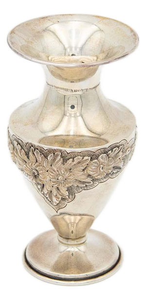 Silver Vase with Relief Floral Motifs