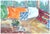 Vibrant watercolor of a colorful living room and the view outside the window by listed artist Doris Ann Warner (American,...