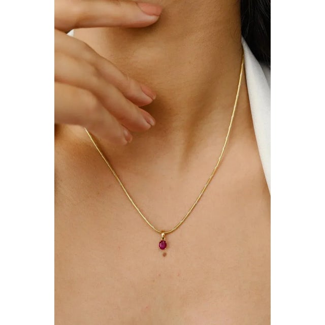 18k Yellow Gold Ruby Birthstone Jewelry Set for Women- 4 Pieces, Pendant, Ring, Earrings For Sale - Image 10 of 17