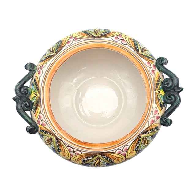 Late 20th Century Erice Ceramica Ericina Sicilian Hand Painted Majolica Lidded Tureen 10.5" For Sale In San Francisco - Image 6 of 18