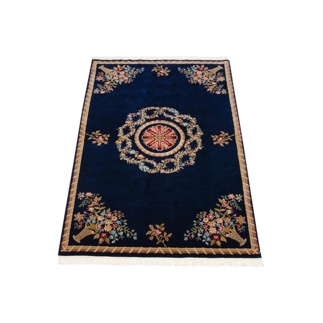Indian Vintage Indian Aubusson Design Carpet - 6' X 9' For Sale - Image 3 of 13