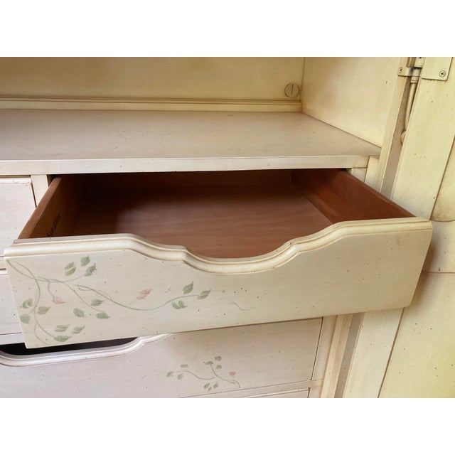 Ethan Allen French Country Armoire, Hand Painted Floral Motifs. Ethan Allen For Sale - Image 4 of 14