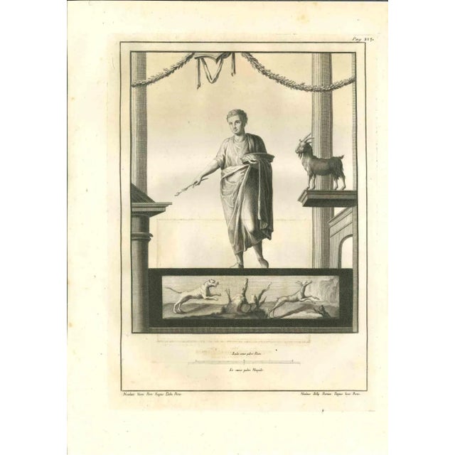 Ancient roman daily life in herculaneum from the series "antiquities of herculaneum", is an original etching on paper...