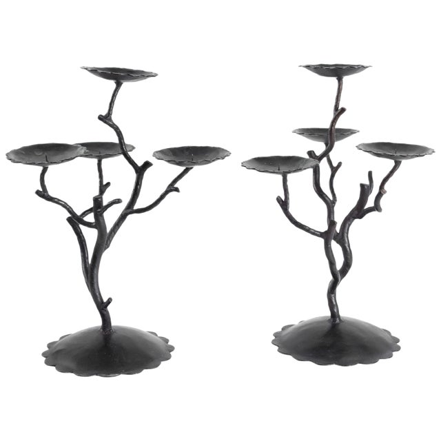 4-Branch Candelabras, 1980s, Set of 2 For Sale