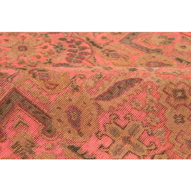 Salmon 3 X 5 Handmade Orange Vintage Overdyed Wool Rug For Sale - Image 8 of 8